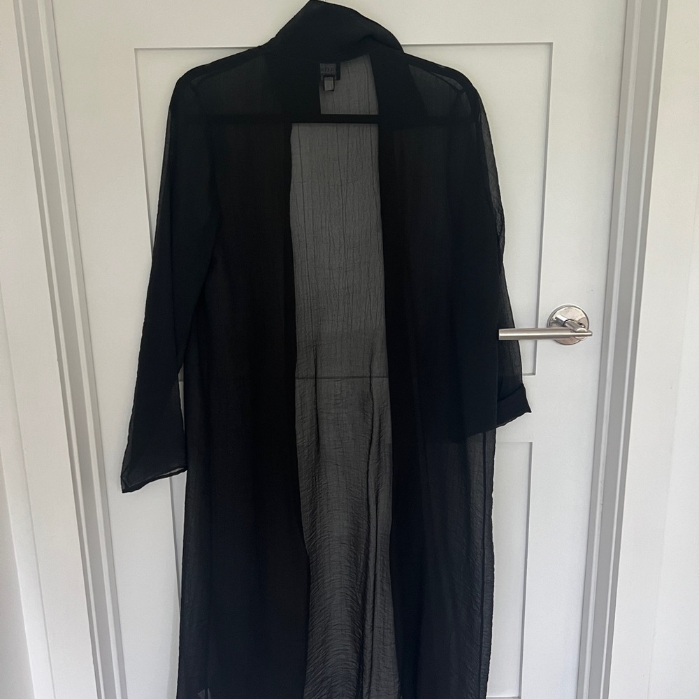 Eileen Fisher, sheer long cardigan dress coat